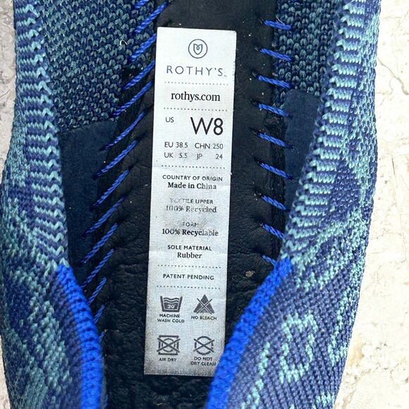 Rothys Shoes Blue Emerald Snake Print The Point Ballet Flats Size 8 Nice! - Picture 7 of 9